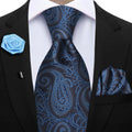 Funki Buys | Neckties | Men's 4 Pcs Paisley Blue Tie Set