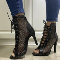 Funki Buys | Boots | Women's Mesh Peep Toe Stiletto Booties