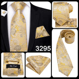 Funki Buys | Neckties | Men's Classic 3 Pcs Yellow Gold Tie Set
