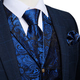 Funki Buys | Vests | Men's 4 Pcs Formal Silk Paisley Tie Vest Set