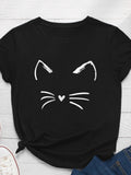 Funki Buys | Shirts | Women's Cute Cat Whiskers Printed T-Shirt