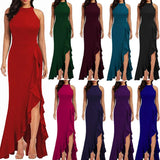 Funki Buys | Dresses | Women's High Split Ruffled Hem Long Dress