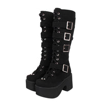 Funki Buys | Boots | Women's Harajuku Flock Buckle Boots