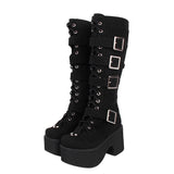 Funki Buys | Boots | Women's Harajuku Flock Buckle Boots
