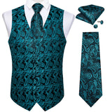 Funki Buys | Vests | Men's 4 Pcs Luxury Teal Blue Tie Vest Set