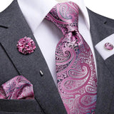 Funki Buys | Neckties | Men's Formal 4pcs Floral Pink Tie Set