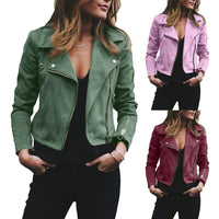 Funki Buys | Jackets | Women's Diagonal Zipper Short Jacket