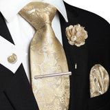Funki Buys | Neckties | Men's 5pcs Silk Floral Champagne Tie Set