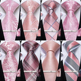 Funki Buys | Neckties | Men's Formal 3pcs Pink Tie Set