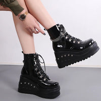 Funki Buys | Boots | Women's Gothic Punk Ankle Boots | Platform Wedges