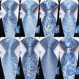 Funki Buys | Neckties | Men's Formal 3pcs Silk Blue Tie Set