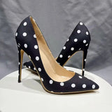Funki Buys | Shoes | Women's Silk Polka Dot Pointed Toe Heels