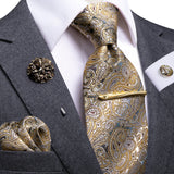 Funki Buys | Neckties | Men's 5 Pcs Floral Bronze Tie Set