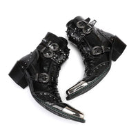 Funki Buys | Boots | Snake Pattern Vintage Ankle Boots | Buckle Rivet