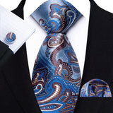 Funki Buys | Neckties | Men's 3pcs Silk Paisley Formal Tie Set