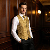Funki Buys | Vests | Men's 5 Pcs Premium Gold Vest Tie Set