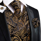 Funki Buys | Vests | Men's 4 Pcs Dark Gold Paisley Tie Set