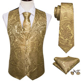 Funki Buys | Vests | Men's 4 Pcs Dark Gold Vest Tie Set