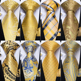 Funki Buys | Neckties | Men's Classic 3 Pcs Gold Floral Tie Set
