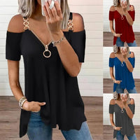Funki Buys | Shirts | Women's Chain Link Strap Zipper Shirt
