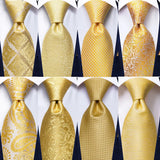 Funki Buys | Neckties | Men's Classic 3 Pcs Yellow Gold Tie Set