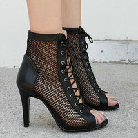 Funki Buys | Boots | Women's Mesh Peep Toe Stiletto Booties