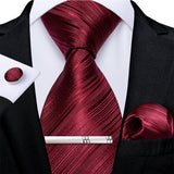 Funki Buys | Neckties | Men's Formal 4pcs Silk Red Tie Set