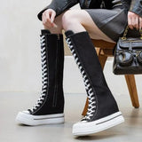 Funki Buys | Boots | Women's Knee High Platform Canvas Boots