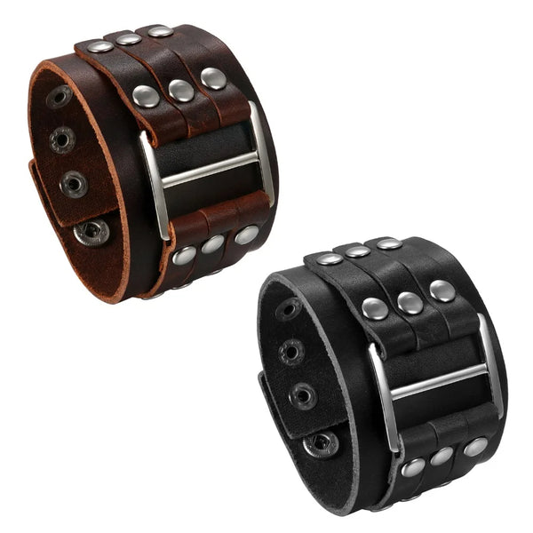 Funki Buys | Bracelets | Unisex Leather Studded Wristband