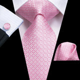Funki Buys | Neckties | Men's Formal 3pcs Silk Pink Tie Set