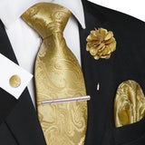 Funki Buys | Neckties | Men's 5 Pcs Floral Gold Tie Set