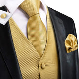 Funki Buys | Vests | Men's 4 Pcs Formal Gold Vest Tie Set