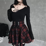 Funki Buys | Skirts | Women's Gothic Retro Punk Plaid Mini Skirt