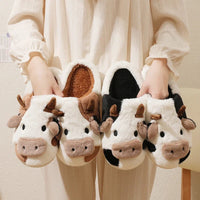 Funki Buys | Shoes | Women's Cute Cow Slippers | Warm Plush Shoes