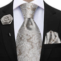 Funki Buys | Neckties | Men's 4 Pcs Floral Brown Tie Set