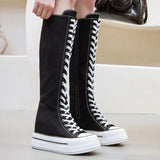 Funki Buys | Boots | Women's Knee High Platform Canvas Boots