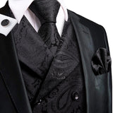 Funki Buys | Vests | Men's 4 Pcs Black Paisley Tie Vest Set