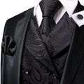 Funki Buys | Vests | Men's 4 Pcs Black Paisley Tie Vest Set