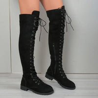 Funki Buys | Boots | Women's Lace Up Over Knee Suede Boots