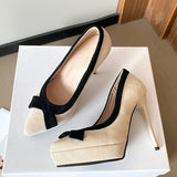 Funki Buys | Shoes | Women's Suede Bow Tie Platorm Heels