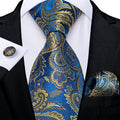 Funki Buys | Neckties | Men's Luxury 3 Pcs Blue Yellow Tie Set