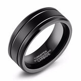 Funki Buys | Rings | Tungsten Brushed Black Grooved Band