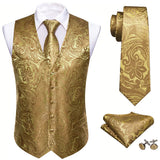 Funki Buys | Vests | Men's 4 Pcs Dark Gold Vest Tie Set