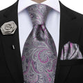 Funki Buys | Neckties | Men's 4 Pcs Floral Pink Grey Tie Set