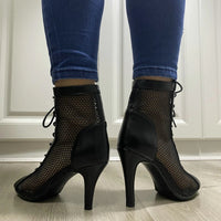 Funki Buys | Boots | Women's Mesh Peep Toe Stiletto Booties