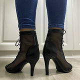 Funki Buys | Boots | Women's Mesh Peep Toe Stiletto Booties