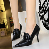 Funki Buys | Shoes | Women's Belt Buckle Pointed Dress Pumps