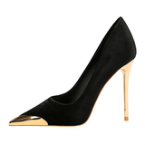 Funki Buys | Shoes | Women's Velvet Stilettos Metal Toe Heel