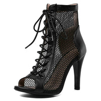 Funki Buys | Boots | Women's Mesh Peep Toe Stiletto Booties