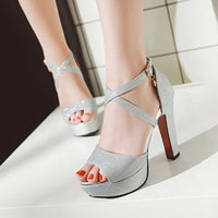 Funki Buys | Shoes | Women's Sequin High Platform Sandals